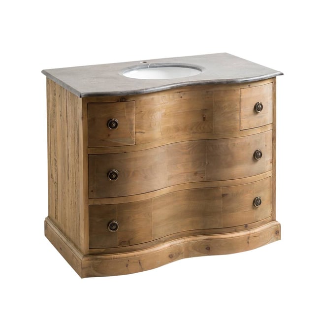 Meuble sous vasque en bois recyclé MIA Couleur bois clair <span itemprop=