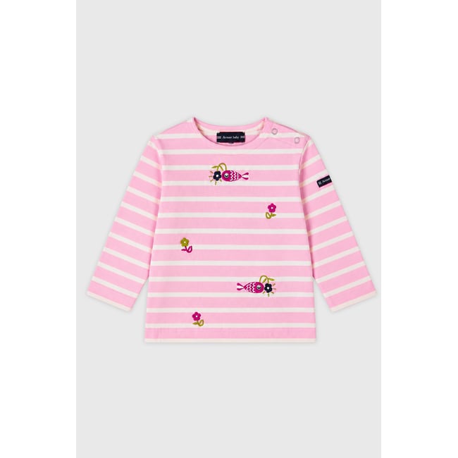 Marinière Baby - coton épais dusty pink/ nature <span itemprop=