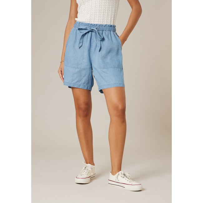 Short ample femme en lyocell SHARMY blue <span itemprop=