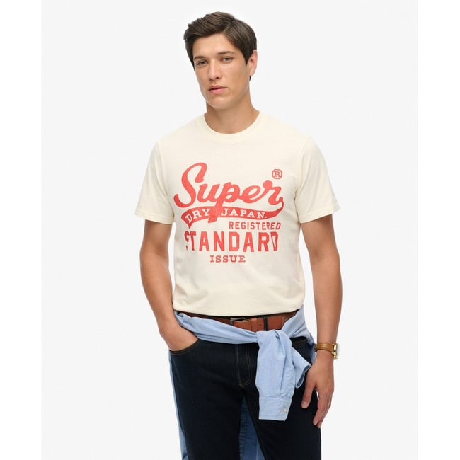 T-shirt Standard Script crème <span itemprop=