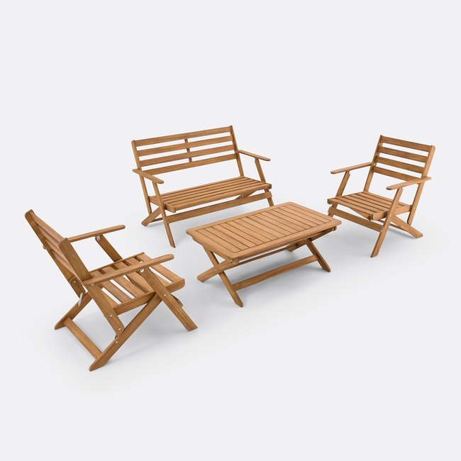 Salon de jardin pliant en acacia, Solara acacia <span itemprop=