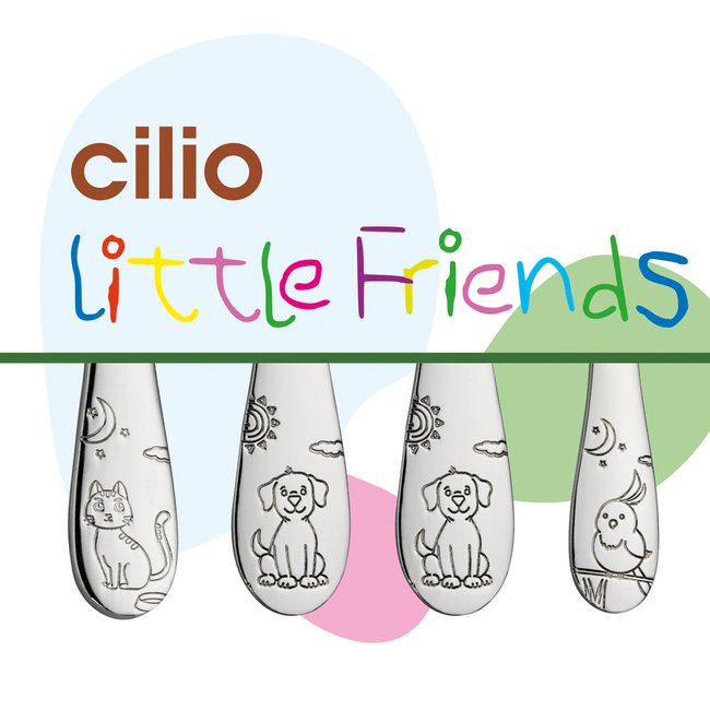 Couverts enfants Friends 4 pièces argent / métallique <span itemprop=