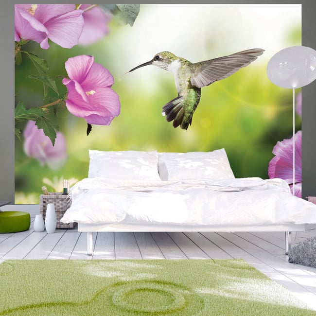Papier peint intissé panoramique Animaux Humming-bird Couleur vert <span itemprop=