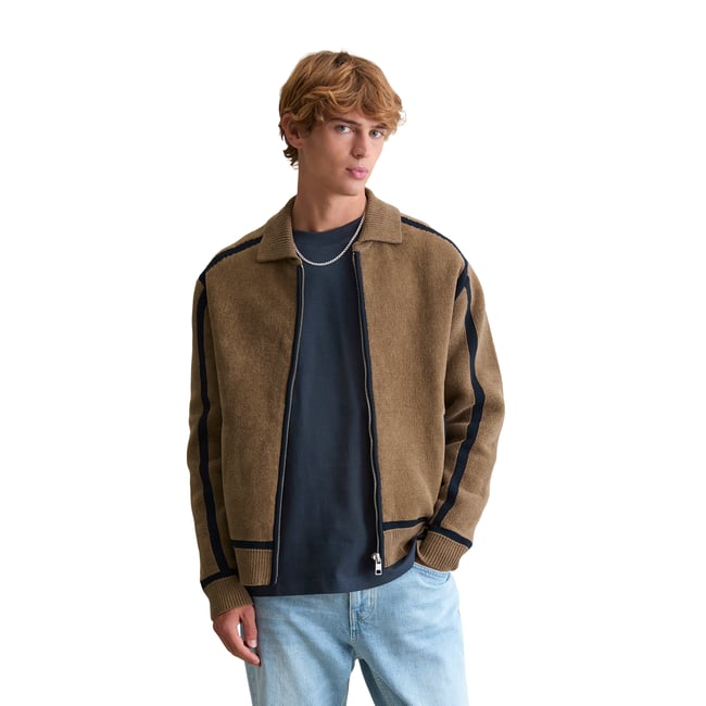 Veste en tricot regular en chenille de coton bio doux marron <span itemprop=