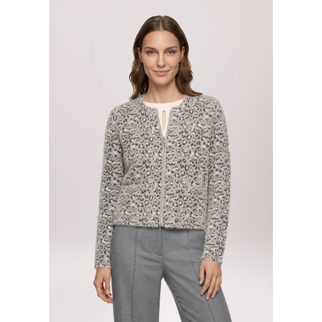 Cardigan en maille casual à poches plaquées patch grey/beige <span itemprop=
