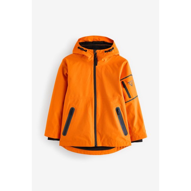 Manteau imperméable à doublure polaire orange <span itemprop=