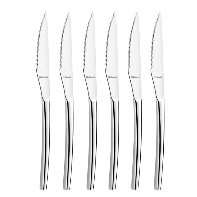 Coffret 6 couteaux steak - AURORA Couleur acier <span itemprop=