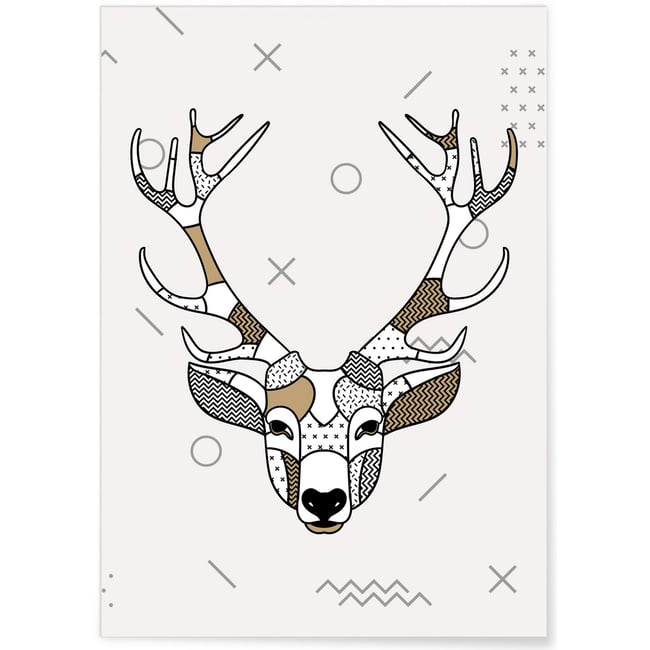 Affiche Cerf scandinave Couleur blanc <span itemprop=