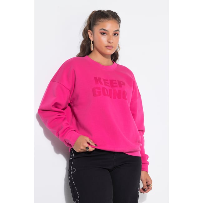 T-shirt oversize, avec message rose vif fuchsia <span itemprop=