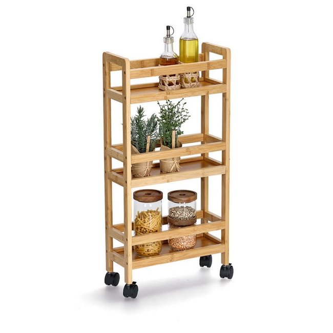 Desserte à roulettes bois bambou Couleur bois clair <span itemprop=