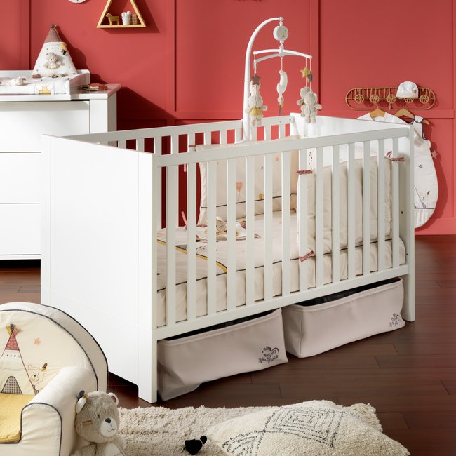 Lit bébé évolutif à barreaux blanc <span itemprop=