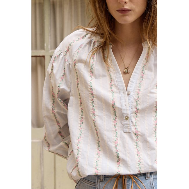 Blouse en coton rayée, à motifs v002232 <span itemprop=
