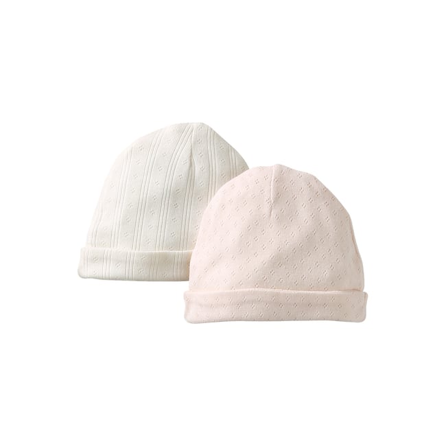 Lot de 2 bonnets en coton rose pâle <span itemprop=