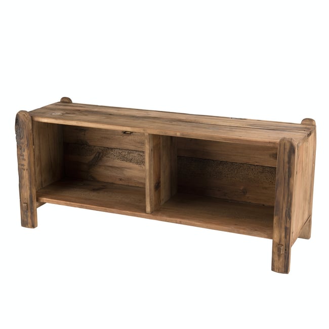 Meuble à chaussures en bois de pin recyclé DENVER Couleur bois naturel <span itemprop=