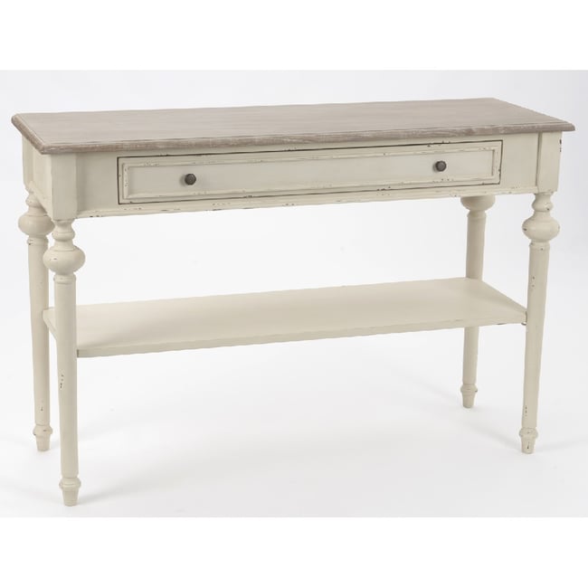 Console double 1 tiroir en bois mindi L120 cm Légende Couleur blanc <span itemprop=