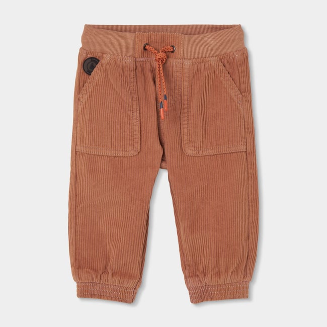 Pantalon garçon velours côtelé avec poches marron <span itemprop=