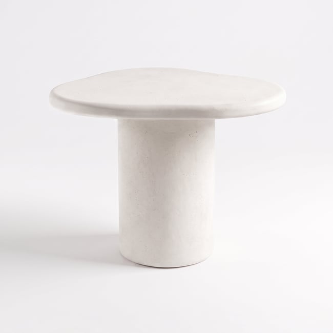 Table basse organique en fibre d'argile effet béton 60 cm - SYMI Couleur ecru <span itemprop=