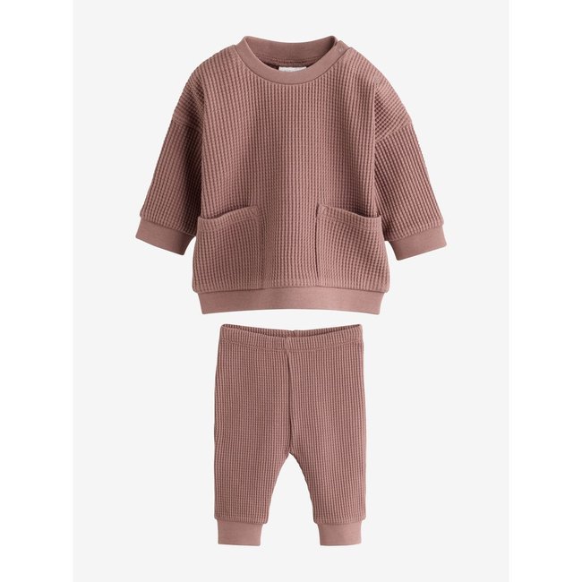 Haut texturé et legging bébé marron <span itemprop=
