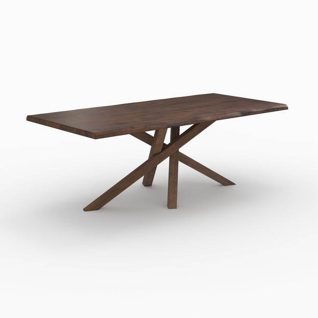 Table rectangulaire en bois d'hévéa massif - ROBIN Couleur marron foncé <span itemprop=