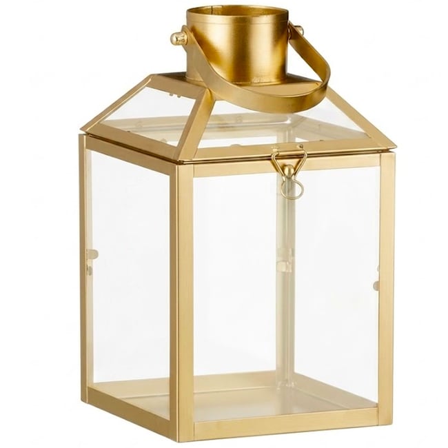 Lanterne en métal doré et verre 12.5x11x22.5cm Couleur doré <span itemprop=