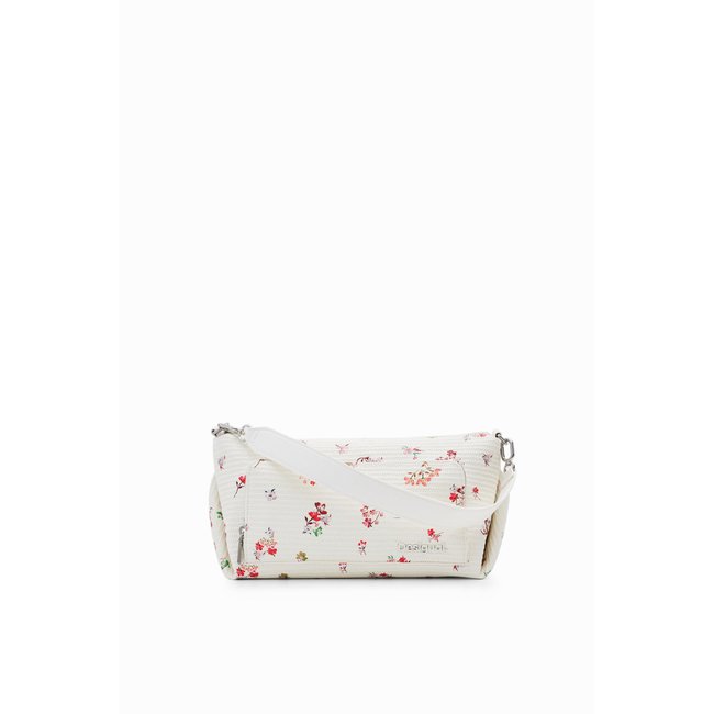 Sac M texturé fleurs beige <span itemprop=