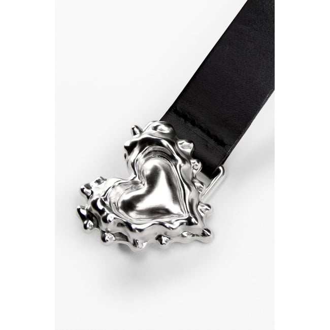 Ceinture Cœur Cuir noir <span itemprop=