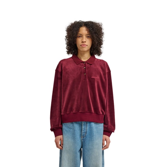 Polo en velours LOWCASE rouge zinfandel <span itemprop=
