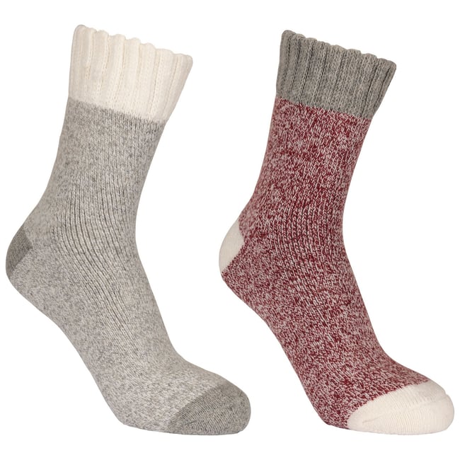 Chaussettes de marche confortables et chinées INIGO gris / bordeaux chiné <span itemprop=
