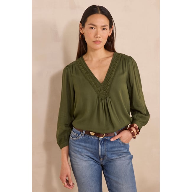 Blouse manches longues DORIAN kaki <span itemprop=