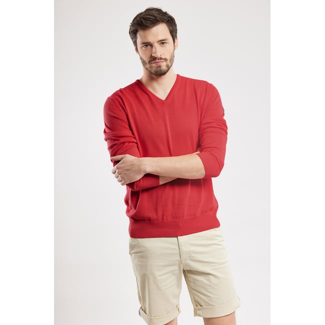 Pull col V en coton HENVIC - ARMOR-LUX
