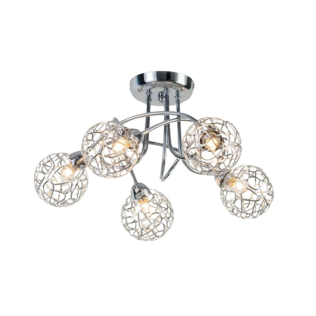 Plafonnier design à branches incurvées - APHYSE Couleur argenté / chromé <span itemprop=