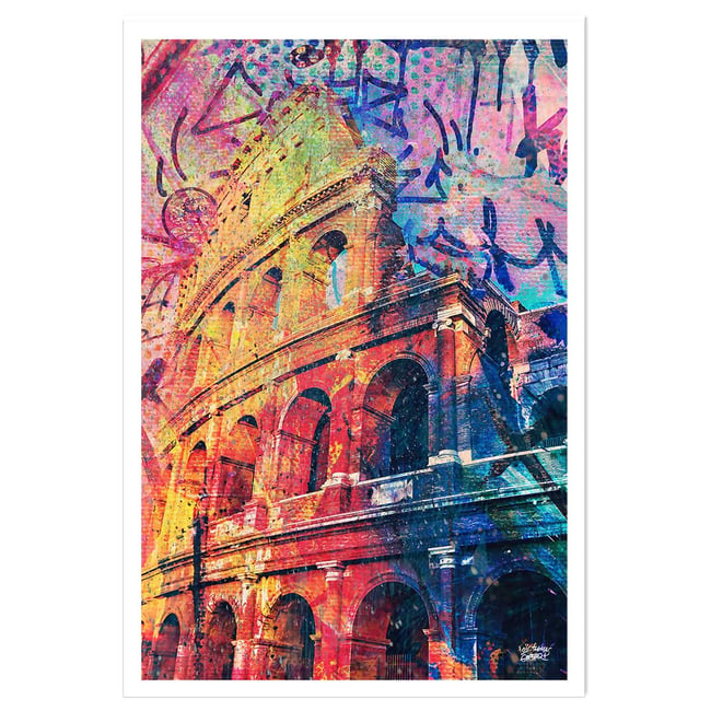 Tableau colisée popart et graffiti - HEXOA