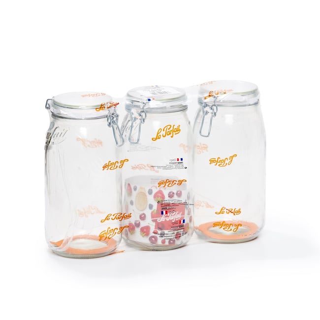 Lot de 3 bocaux en verre 3l, LE PARFAIT Couleur transparent <span itemprop=