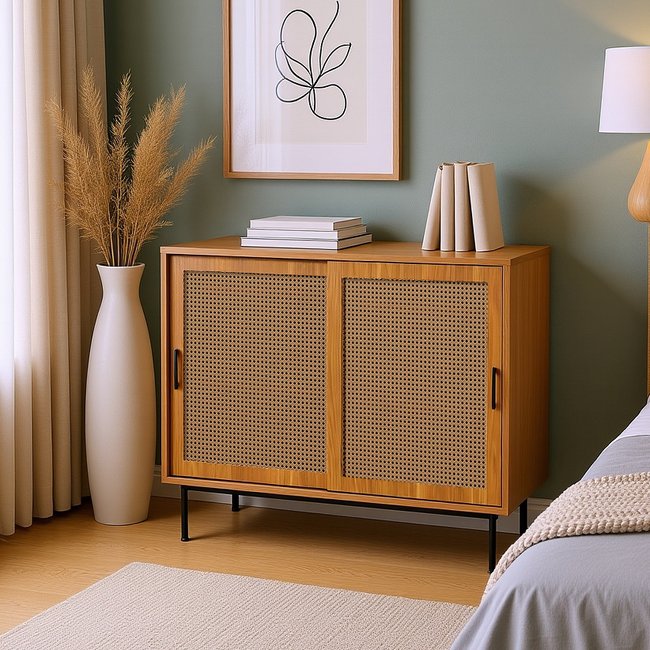 Armoire de rangement avec 2 portes et 4 couches, JORDIH Armoire Couleur noyer <span itemprop=