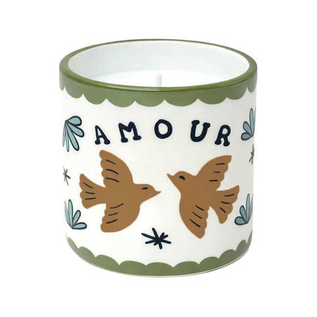 Bougie parfumée-  ambre Couleur blanc <span itemprop=