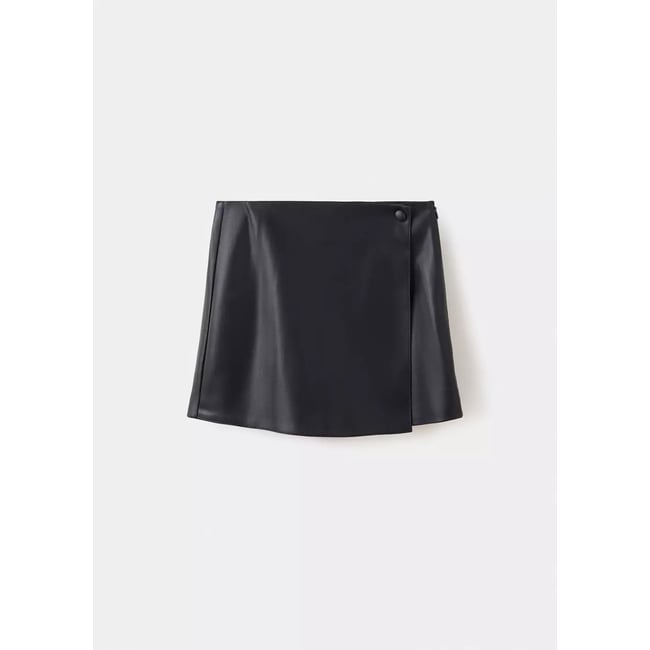 Jupe short cuir synthétique noir <span itemprop=