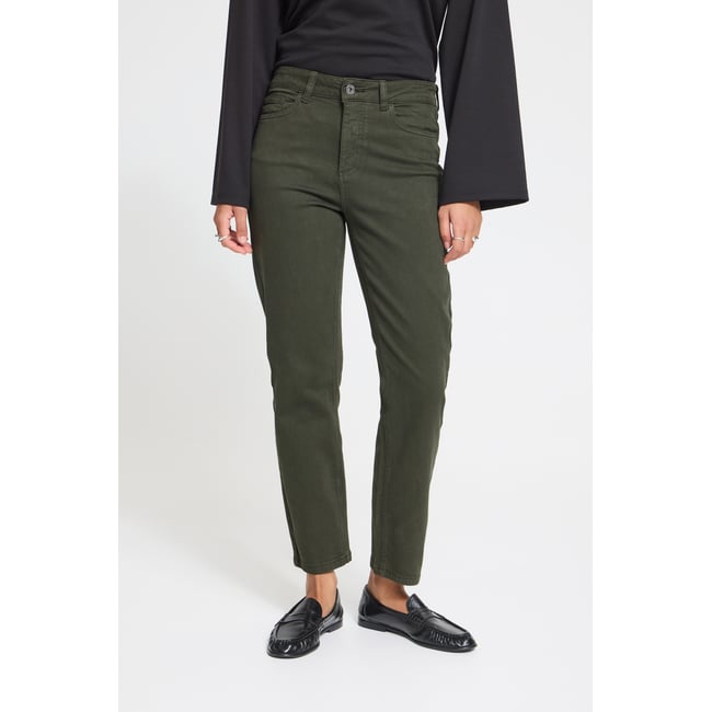 Jeans jambes droites, longueur chevlle vert rosin <span itemprop=