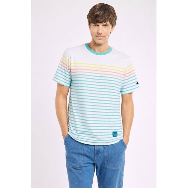 Marinière Homme - coton léger blanc/ citronelle/ peach n <span itemprop=