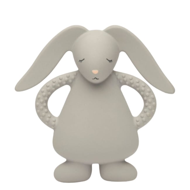 Lapin de dentition en caoutchouc naturel gris <span itemprop=