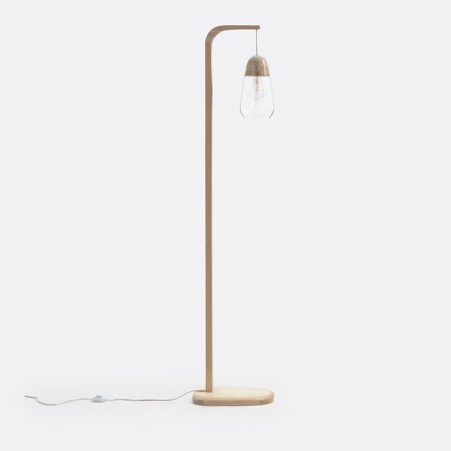 Lampadaire verre et bois Nasoa Couleur naturel <span itemprop=