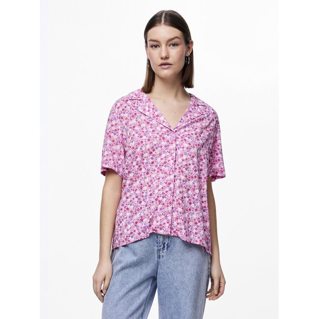 Chemise à manches courtes PIECES hot pink <span itemprop=