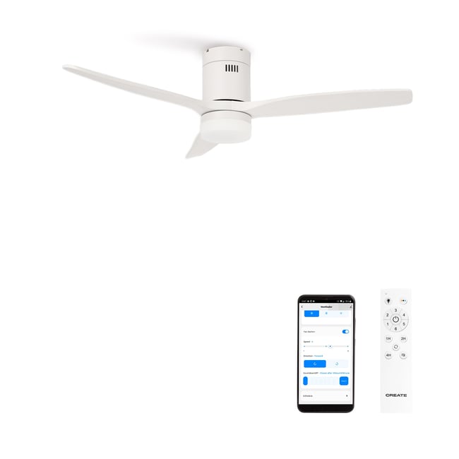 Ventilateur de plafond avec pales techniques en ABS avec lumière et Wi-Fi WIND CALM - CREATE