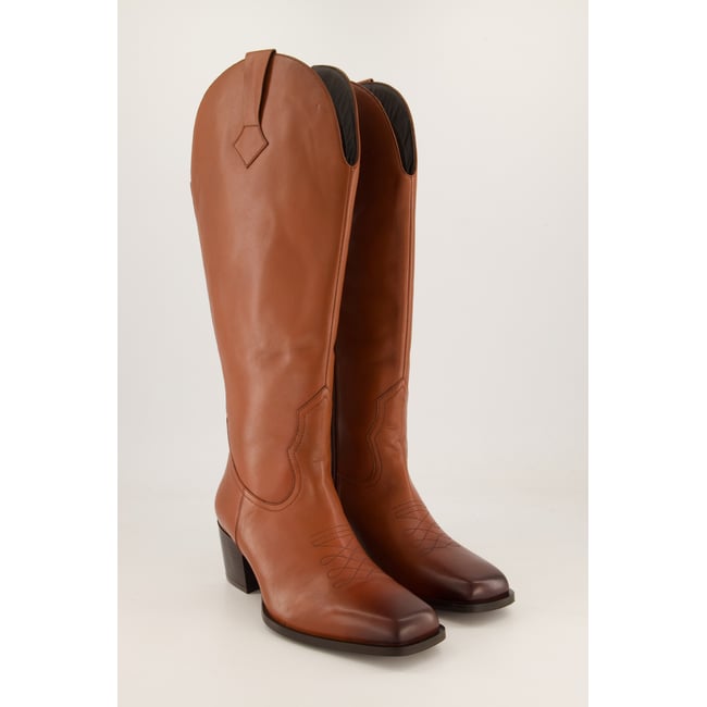 Bottes en cuir tige XL , pied large terre cuite <span itemprop=