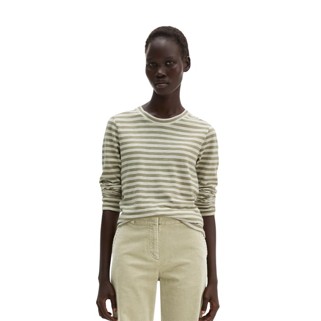 T-shirt rayé, coupe standard en jersey slub doux vert <span itemprop=