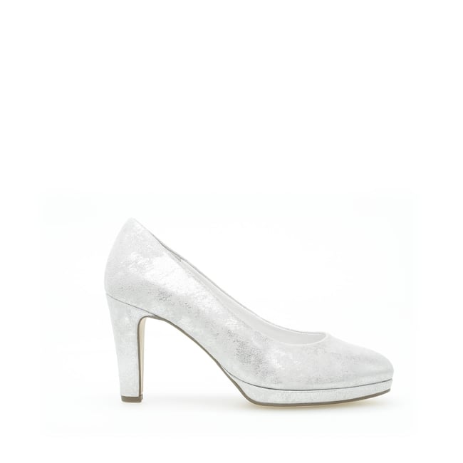 Escarpins en cuir à talon recouvert blanc <span itemprop=