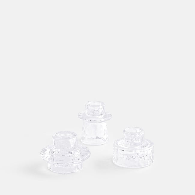 Set aus 3 Kerzenhaltern NEO aus strukturiertem, transparentem Glas transparent <span itemprop=