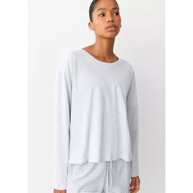 Pyjama à carreaux vichy gris chiné clair <span itemprop=
