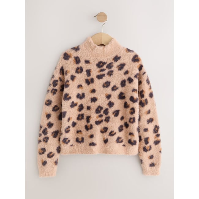 Pull duveteux animal léopard <span itemprop=