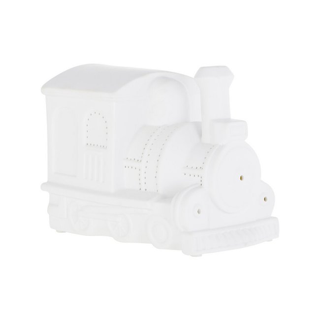 Kids White Ceramic Train Night Light, white, SO'HOME