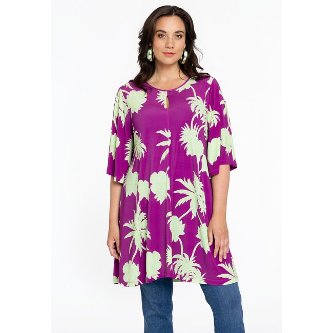 Tunique manches de trompette rose <span itemprop=
